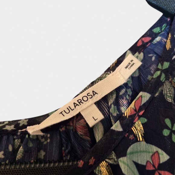 Tularosa Jaelyn Mini Dress Navy Butterfly Print Semi Sheer Flowy Boho Large NWT - Picture 11 of 16